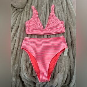 Aerie Pink and White Striped Bikini Set. Brand new, never worn!